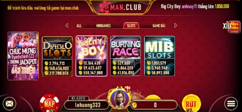 Tất cả tựa game slot tại Man Club đều được trang bị với 3D đẹp mắt và sinh động