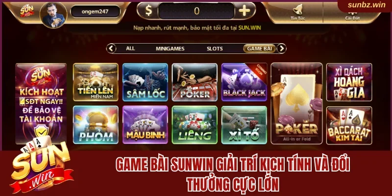 Game Bài Sunwin Giải Trí Kịch Tính Và Đổi Thưởng Cực Lớn
